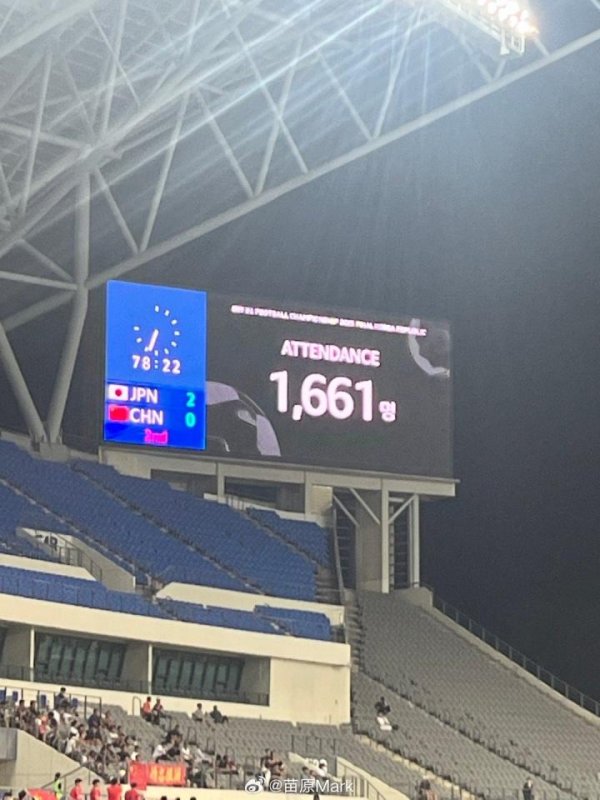 尚红网 惨淡！东亚杯国足vs日本现场观众仅1661人